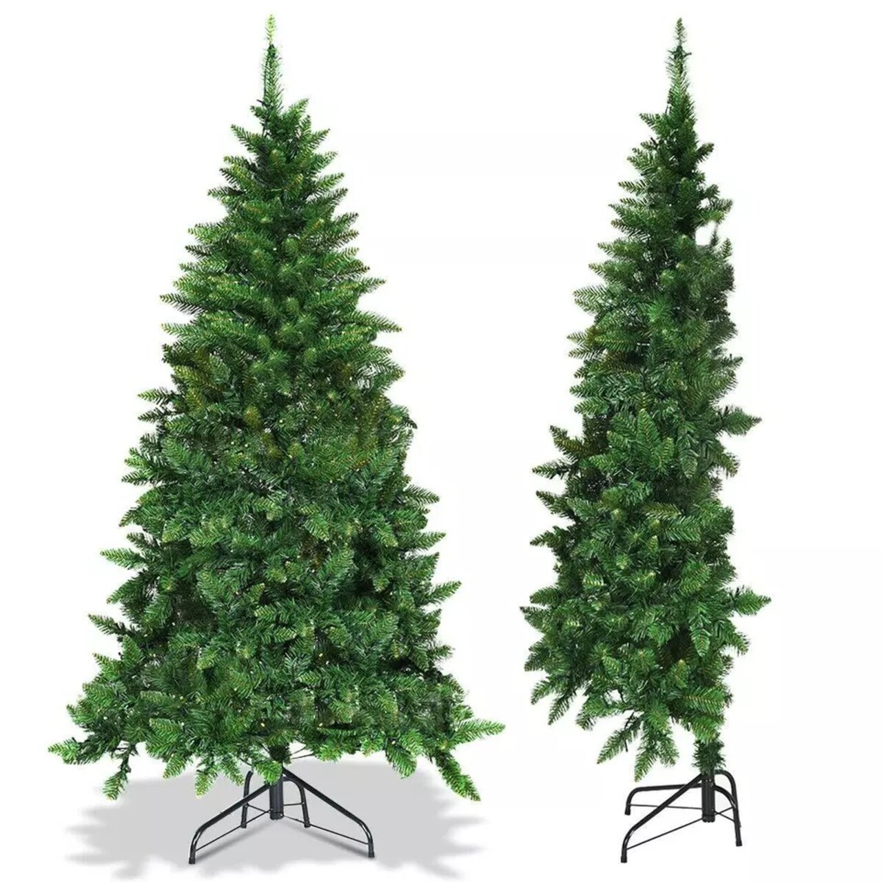 7FT Pre-Lit PVC Artificial Half Christmas Tree 8 Flash Modes w/ 230 LED Lights